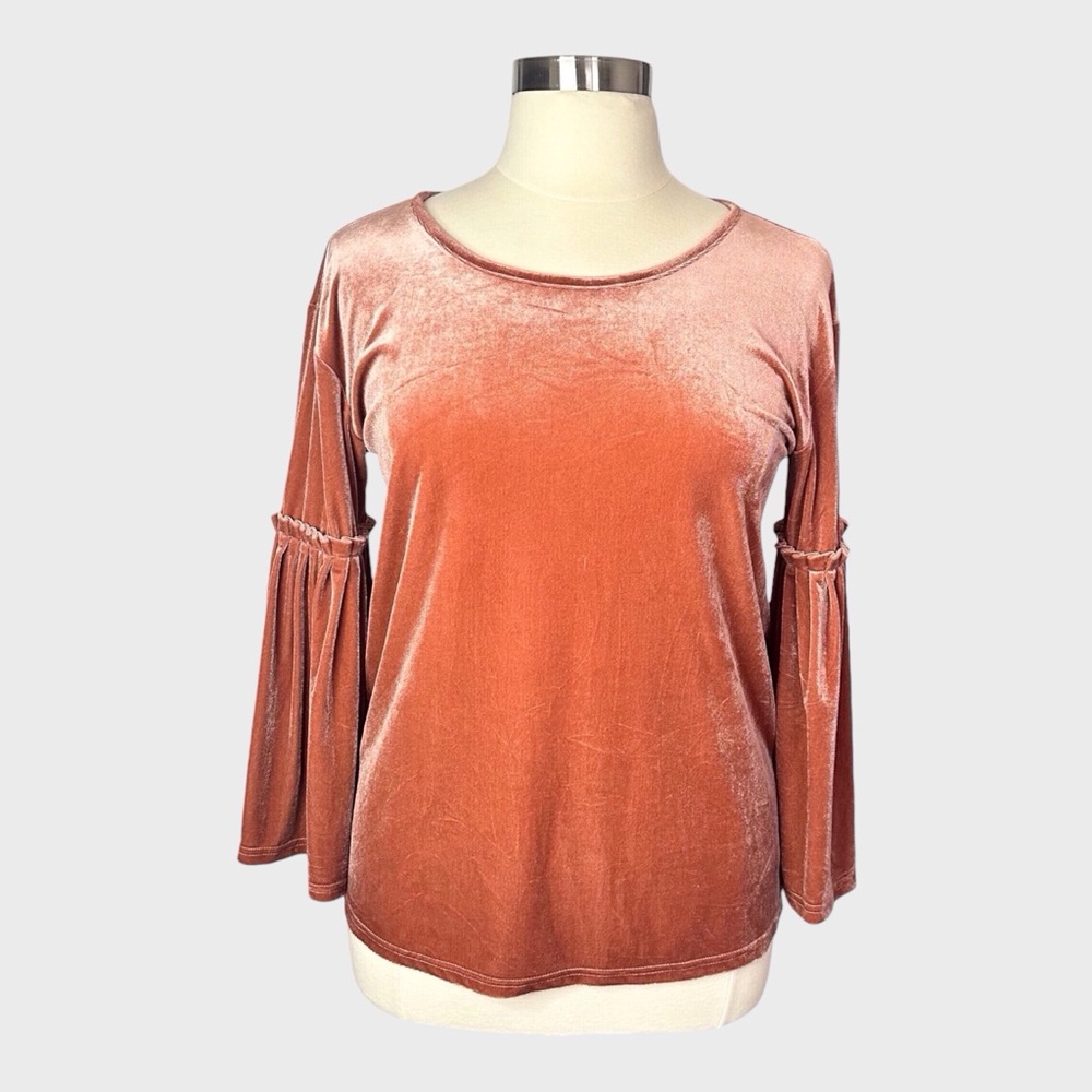 See‎ And Be Seen Velvet Bell Sleeve Back Tie Top
